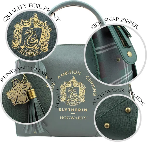 Vista 5 de Harry Potter - Bolso de mano de diseñador Hogwarts Houses para mujer con asa superior