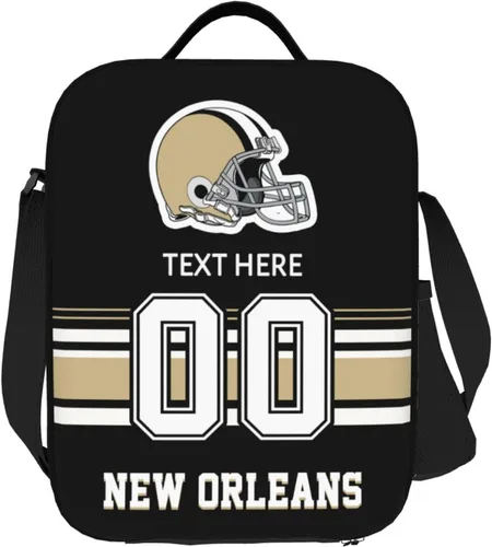 Vista 20 de Bolsa de almuerzo personalizada de Nueva Inglaterra, regalos para hombres, mujeres, fanáticos, con nombre y número personalizados, correas de hombro