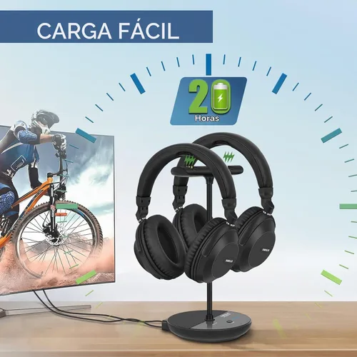 Vista 7 de SIMOLIO 737D Plus Auriculares Inalámbricos para Ver la Televisión con Modos de Cine y Diálogo Claro, Audífonos Duales Bluetooth con Volumen