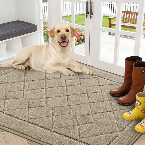 Vista 12 de REFETONE Dirt Trapper Tapete para Puerta de 20" x 32", Tapete Lavable para Interiores con Respaldo de Goma Antideslizante, Resistente a la Suciedad