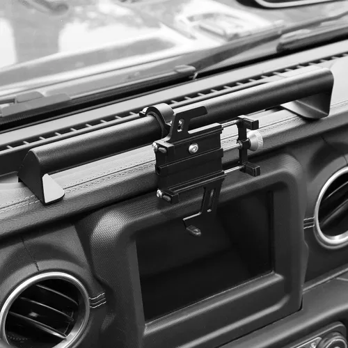 Vista 7 de Linskip Soporte resistente para barra de salpicadero, soporte de teléfono celular para Jeep Wrangler JL JLU 2018-2023 y Jeep Gladiator JT 2020-2023