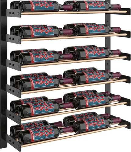 Vista 20 de VintageView Evolution Wine Wall 30 3C - Estante moderno para vino (54 botellas, negro mate/bronce dorado)