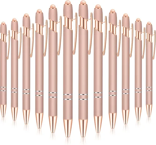 Vista 28 de Tenare 12 piezas 2 en 1 bolígrafo de metal con punta de lápiz capacitivo, bolígrafo de 1,0 mm de tinta negra para pantallas táctiles (color surtido)