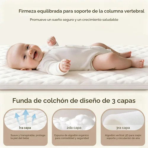 Vista 6 de Cuna para Dormir al Lado de la Cama - Diseño Completamente de Malla, Cuna Portátil al Lado de la Cama para Bebé con Colchón Lavable, 5 Alturas Beige