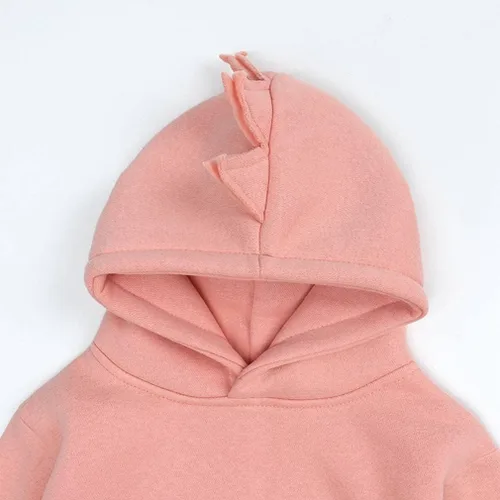 Vista 3 de Sudadera básica con capucha para bebés y niñas, color sólido, con capucha, ropa de otoño e invierno