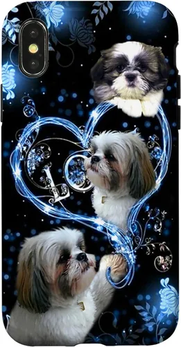 Vista 5 de Funda para PC iPhone 16 I Love Shih Tzu Dogs Flowers Heart Shih Tzu Metal