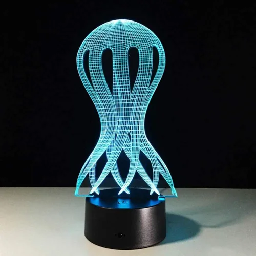 Vista 2 de Luz de medusa de pulpo, luz nocturna creativa USB 3D, lámpara de mesa para dormir, iluminación decorativa