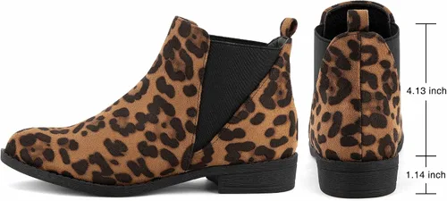 Vista 2 de MaxMuxun - Botas Chelsea de gamuza sintética de caña baja sin tacón para mujer, clásicos y cómodos