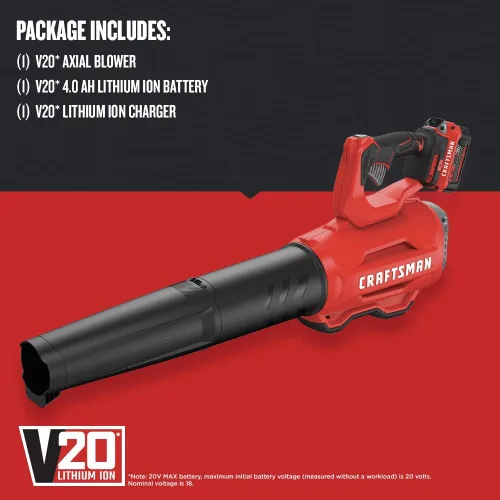 Vista 2 de CRAFTSMAN V20 Soplador de hojas inalámbrico, batería y cargador incluidos (CMCBL720M1)