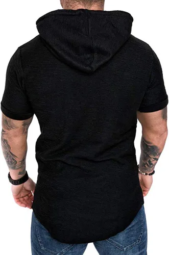 Vista 2 de Lexiart Sudadera deportiva con capucha para hombre, color liso, forro polar