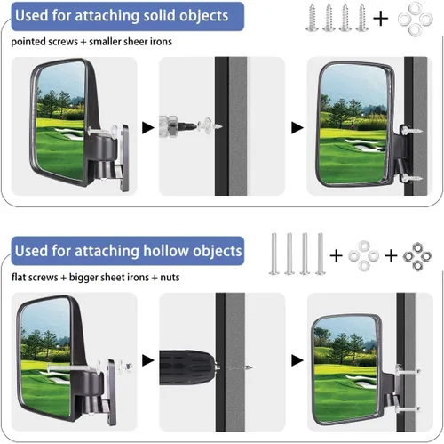 Vista 5 de 10L0L Espejos para carrito de golf contienen espejos laterales plegables y espejo retrovisor universal para Yamaha Club Car DS Precedent/EZGO TXT RXV
