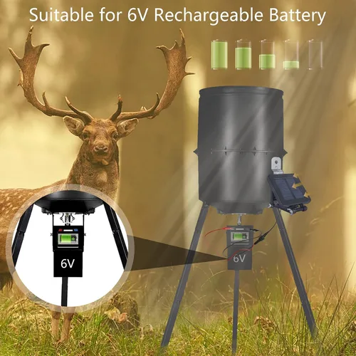 Vista 2 de Panel solar para comedero de ciervos – Panel solar de 6 V, impermeable, pequeño cargador de batería solar con un soporte ajustable y clip