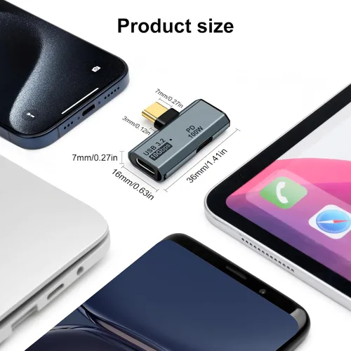Vista 7 de Adaptador USB C OTG, carga PD tipo C de 100 W a divisor USB C dual para iPhone 15 Pro Max, Google TV Chromecast 2020, MacBook, Samsung Galaxy