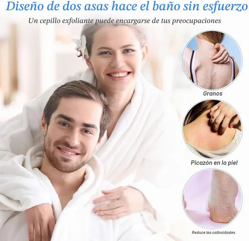 Vista 6 de Moukeren Juego de 4 esponjas exfoliantes para la espalda con mangos, nylon, esponjas exfoliantes de longitud extendida para la espalda, lavables
