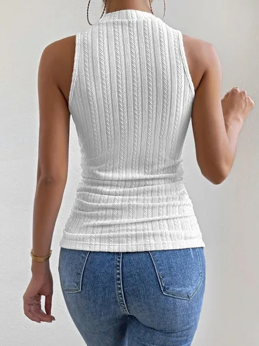 Vista 2 de SHENHE Camiseta sin mangas con cuello alto falso para mujer