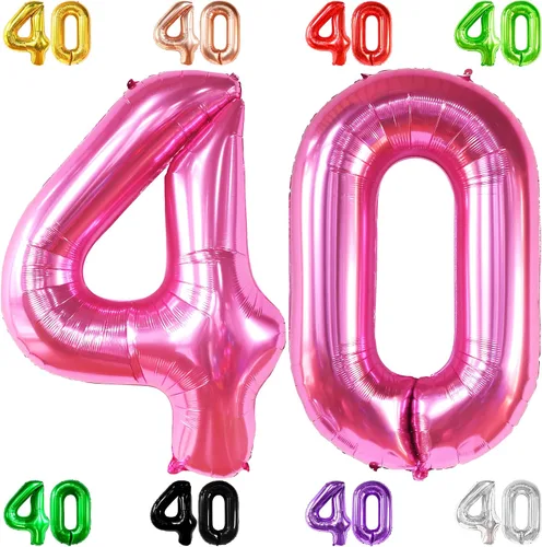 Vista 10 de KatchOn Globos negros de aluminio con el número 40 para decoración