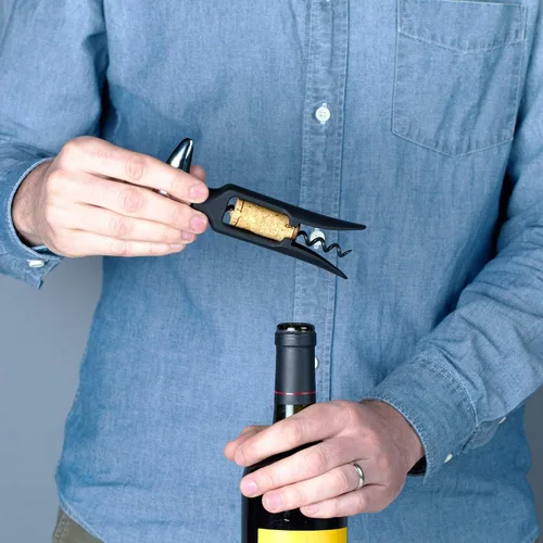 Vista 9 de True Sacacorchos autoestirable, plástico duradero con mango cromado fácil de girar, abridor de botellas de vino para camareros, herramientas de bar