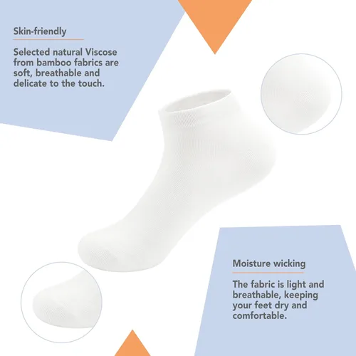 Vista 4 de SERISIMPLE Calcetines de bambú de viscosa para la escuela, calcetines de tobillo súper suaves para niños, puños elásticos, calcetines atléticos