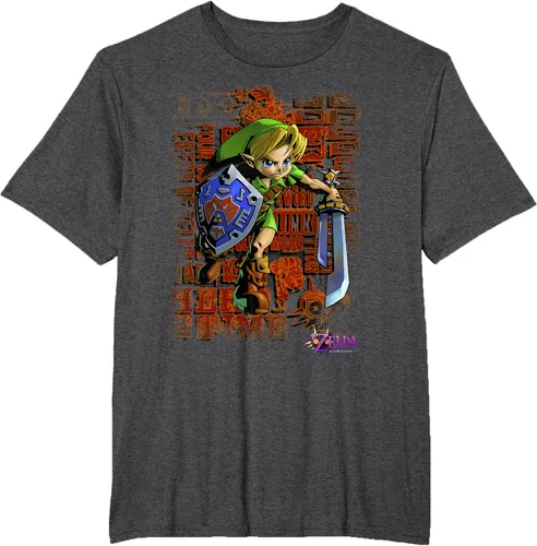Vista 12 de Legend of Zelda Majoras Mask Link Action Retrato Camiseta Negro