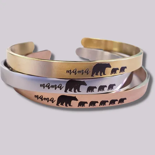 Vista 2 de Mama Bear Cuff Bracelet Mother's Day Gift