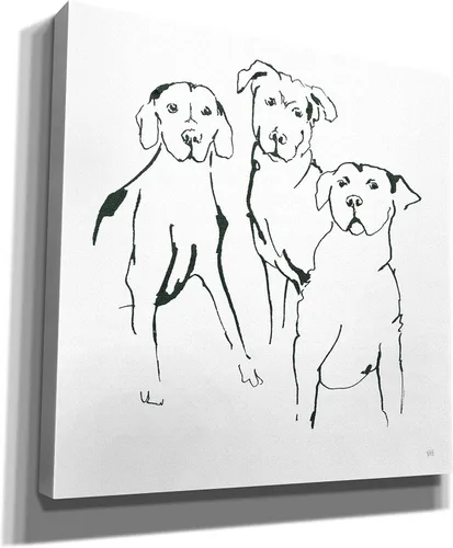 Vista 2 de Epic Graffiti 'Lovable Mutts II' por Chris Paschke, lienzo de arte de pared Giclée, 12 x 12 pulgadas