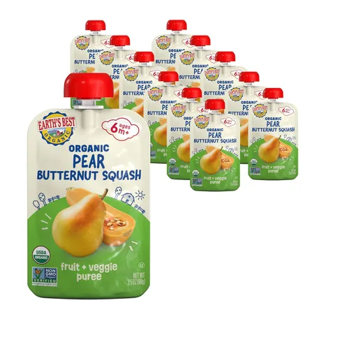 Vista 11 de Earth's Best Bolsas orgánicas de alimentos para bebés, puré de frutas y granos para bebés de 6 meses en adelante, puré de manzana orgánica