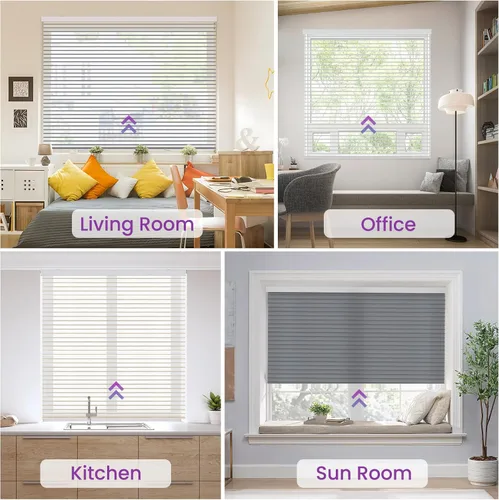 Vista 7 de Astomi - Persianas inteligentes horizontales motorizadas, persianas traslúcidas Shangri-la automáticas con control de luz eléctrico, control de luz