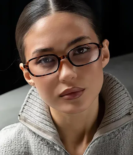 Vista 3 de Gafas rectangulares para mujeres y hombres, de los años 90, con marco cuadrado pequeño, lentes de luz azul, antifatiga ocular