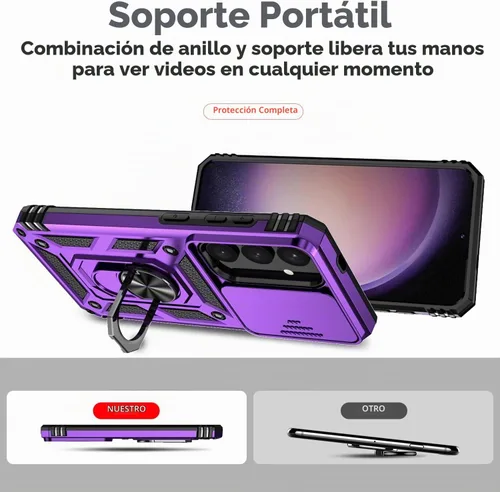 Vista 6 de Funda para Samsung Galaxy S25 Plus con cubierta deslizante para cámara, protector de pantalla HD [probado contra caídas de grado militar] soporte