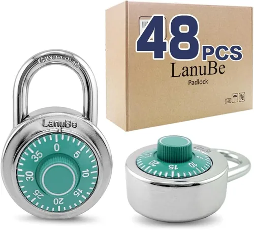 Vista 14 de LanuBe Candado combinado, 2 pulgadas de ancho, placa de esfera negra de 3 pulgadas de altura, 3 dígitos únicos, paquete de 1 código para casillero 1