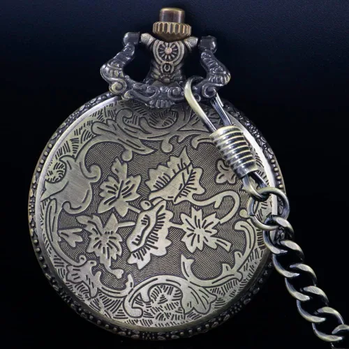 Vista 6 de Tiong Reloj de bolsillo con diseño clásico de números arábigos de cuarzo con cadena, regalos de cumpleaños