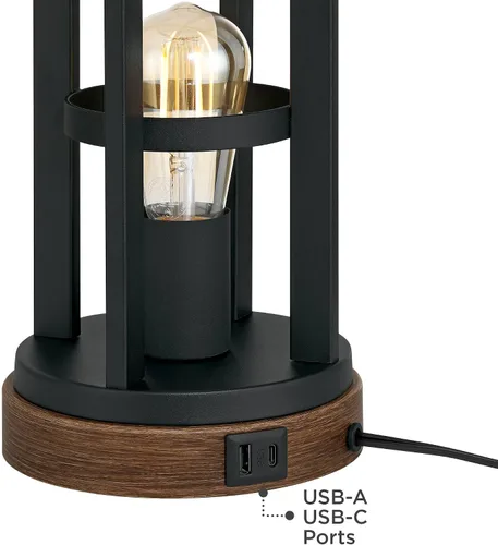Vista 5 de Franklin Iron Works Lucas - Juego de 2 lámparas de mesa occidentales de 26 pulgadas de alto con puerto de carga USB y luz nocturna, pantalla LED