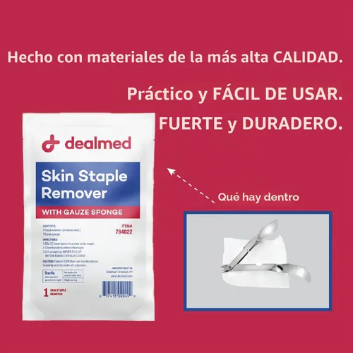 Vista 2 de Kit de remoción de grapas estéril Dealmed, incluye removedor de grapas y esponja de gasa, kit de herramienta de remoción de grapas de un solo uso