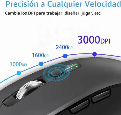 Vista 5 de CITLLA Wireless Bluetooth Mouse, Multi-Device Ergonomic Mouse All Gray