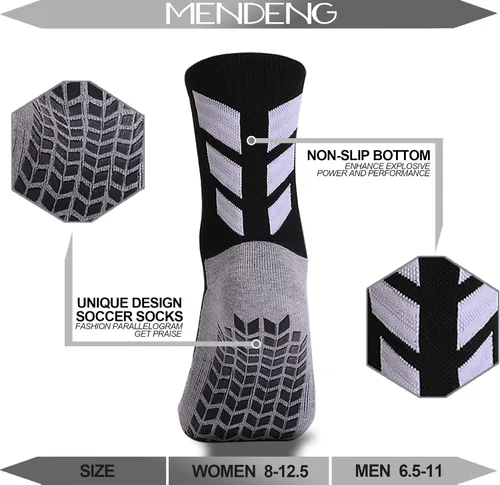 Vista 4 de MENDENG Calcetines antideslizantes de fútbol para hombre, calcetines de hospital antideslizantes para entrenamiento, calcetines atléticos