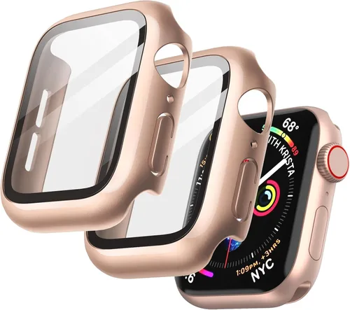 Vista 26 de JETech Funda para Apple Watch SE 3/2/1, Series 6/5/4 de 1.575 in, color negro con protector de pantalla, vidrio templado incorporado, alta