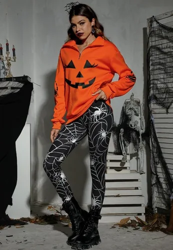 Vista 5 de Spadehill Leggings ajustados gráficos divertidos para mujer de Halloween