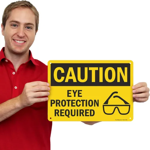 Vista 2 de SmartSign - U9-1533-NP_10x14 "Precaución - Se requiere protección ocular" Plástico negro sobre amarillo de 10 x 14 pulgadas