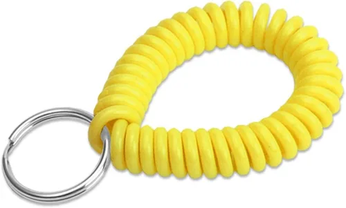 Vista 61 de Lucky Line - Resorte de muñeca en espiral de 2 pulgadas de diámetro con llavero de acero, multicolor, pulsera flexible para muñeca, se estira hasta