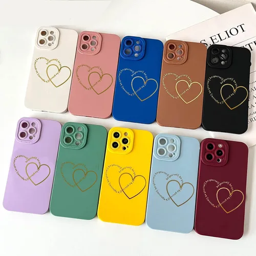 Vista 6 de ankofave Funda para iPhone 12 Pro Max para mujeres y niñas, bonita funda chapada en oro con doble corazón, suave, a prueba de golpes, funda
