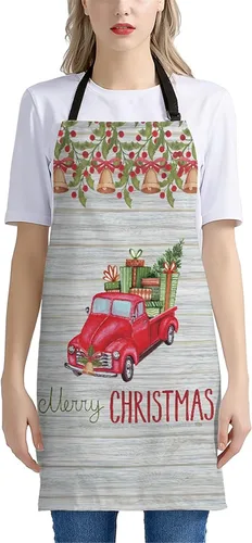Vista 148 de Dreaweet Delantal de cocina unisex con cuello ajustable de Navidad
