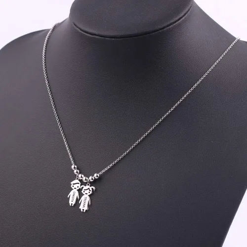 Vista 5 de OBTIAN - Collar con colgante de plata 925 con grabado personalizado para niños y madres hecho a medida para cualquier niño o niña para regalo