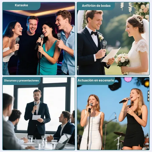 Vista 7 de Depusheng Micrófono inalámbrico, micrófono recargable, micrófono inalámbrico dinámico de mano para cantar karaoke, boda, DJ, fiesta, discurso