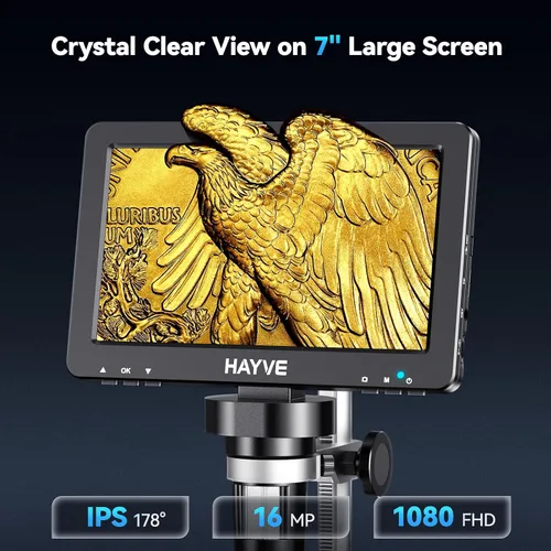 Vista 2 de Hayve Microscopio digital LCD de 7 pulgadas, aumento de 1200X para soldadura de reparación de circuitos PCB de monedas, microscopio de moneda