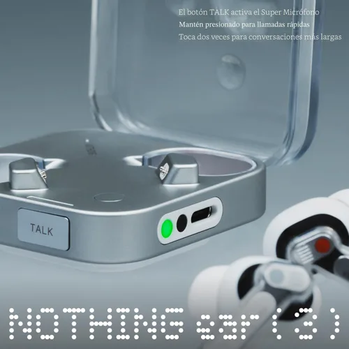 Vista 3 de Nothing Ear (3) Auriculares inalámbricos Super Mic 45dB Cancelación activa de ruido híbrida Bluetooth Auriculares Hi-Res 6 micrófonos, refuerzo