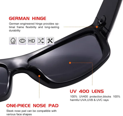 Vista 4 de GUVIVI Gafas de sol retro Y2K para mujer, moda GEN Z envolvente, gafas de sol rectangulares