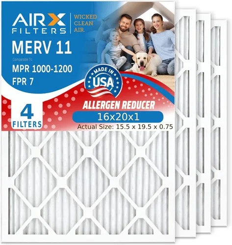 Vista 5 de AIRX FILTERS WICKED CLEAN AIR. Filtro de aire 10x20x1 MERV 11 electrostático plisado filtro de aire acondicionado paquete de 4 filtros de horno HVAC