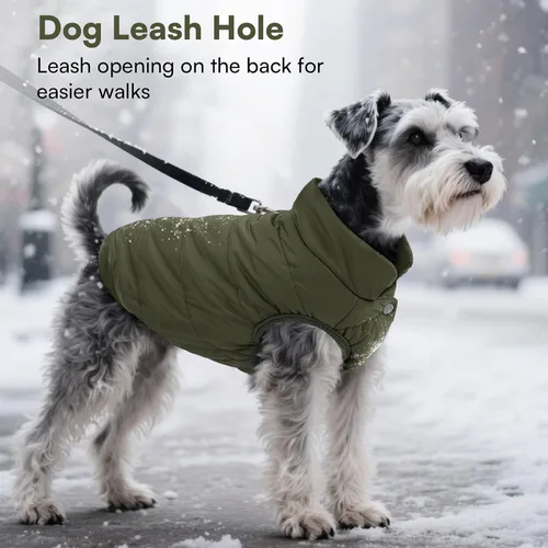 Vista 6 de ASENKU Abrigo de invierno para perro, resistente al viento, chaqueta de forro polar impermeable, ropa para mascotas para perros pequeños, medianos
