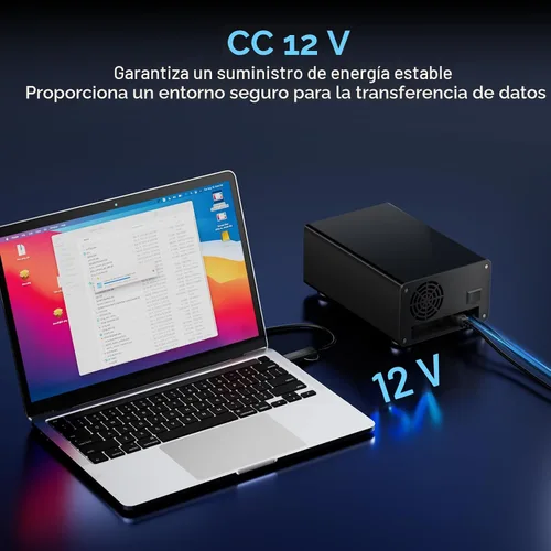 Vista 9 de CENMATE Caja de Disco Duro de Aluminio de Doble Bahía con Ventilador de Enfriamiento para HDD/SSD SATA de 2.5"/3.5" con USB A/C 3.0, Soporte