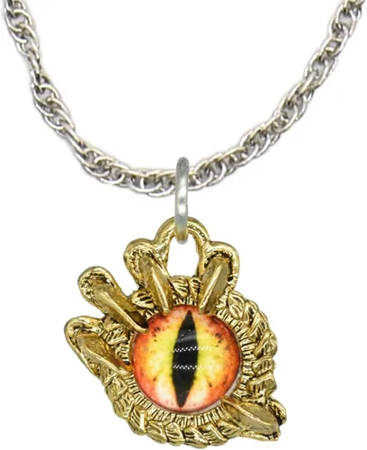 Vista 23 de Collar con colgante gótico, dragón de fantasía, Yin Yang, nórdico vikingo para regalo, estaño, cobre, oro, incluye cadena de plata de 24 pulgadas